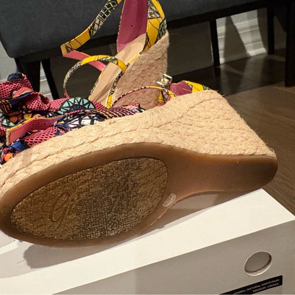 Gianni Bini Yellow and Pink Patterned Wedge Sandals - Picture 5 of 5